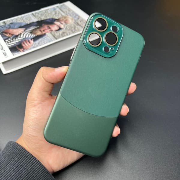 Fodral för iPhone 14pro Smaragd Nappa Läder Full-Body Läder