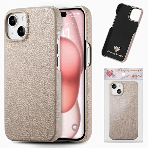 Etui til iPhone 16 E Khaki Grå klassisk Enkel højværdi niche Pebbled halv-kant