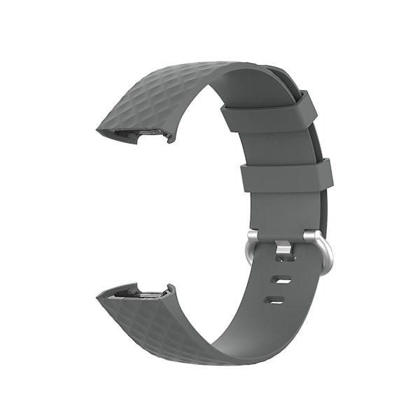 Grå Grå 18mm Sølvfarget Spenne TPU Armbånd Klokkereim kompatibel med Fitbit Charge 4 / Charge 3 / Charge 3 Se, Størrelse: S