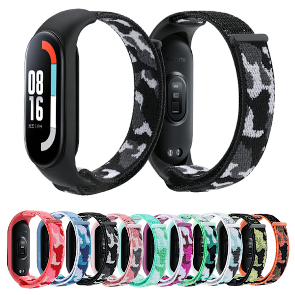 Sort Camouflage Sort Camouflage Camouflage Vævet Rem kompatibel med Xiaomi Mi Band 5/6/7 kompatibel med Xiaomi Mi Band 5/6/7