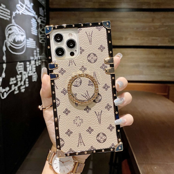 Etui til iPhone 16Pro off white Klassisk lærmønster