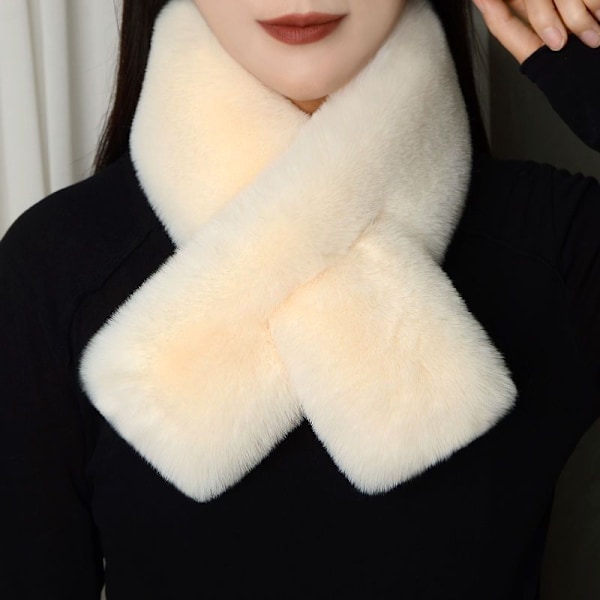 Dame falsk krage Avtakbar halv Vinter Plysj Fortykket Skjerf Beige