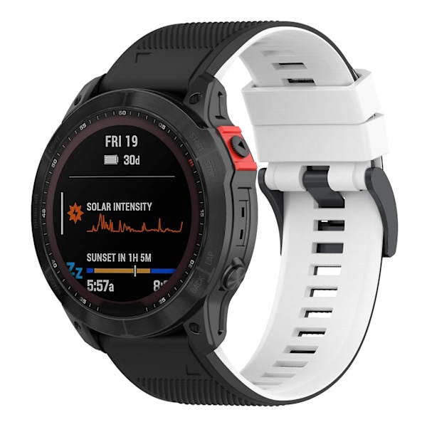 Svart Hvit Svart Hvit Silikonklokkereim kompatibel med Garmin Fenix 7