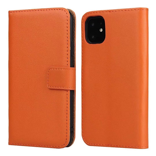 iPhone 13 -kotelo, oranssi vasikannahkainen läppälompakko korttipidikkeellä