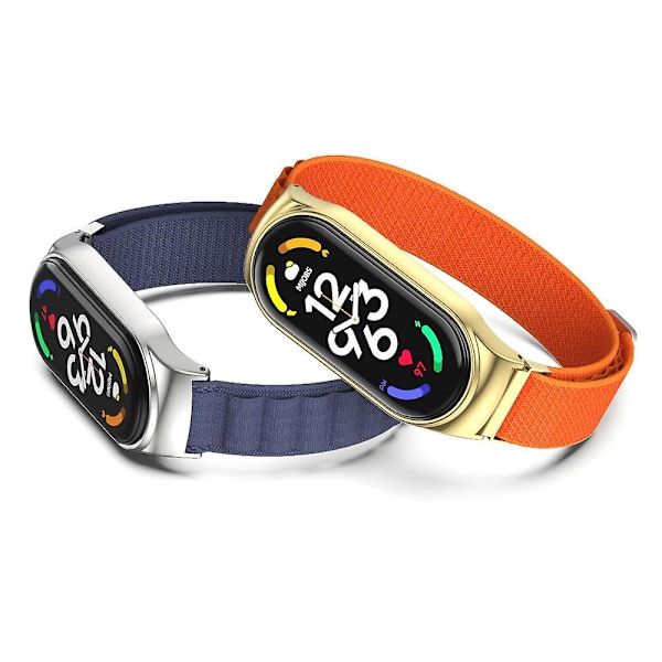 Keskiyönsininen hopea Keskiyönsininen hopea Nylon-ranneke yhteensopiva Xiaomi Mi Band 6 / 5 / 4 / 3 kanssa