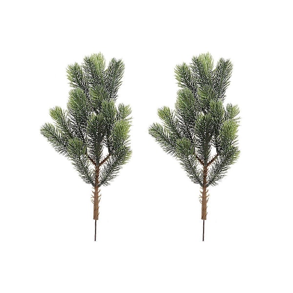 2 st Konstgjorda Julblad Simulerade Blad Falska Blomsterblad för Hemmakontor Restaurangdekor (Tallkvist Grön)