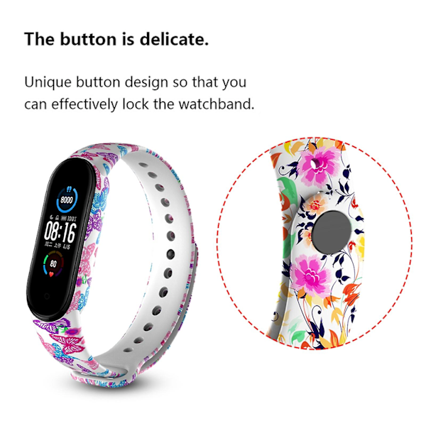 Butterflies Butterflies -yhteensopiva Xiaomi Mi Band 6:n kanssa (ca8856) Silikoniranneke