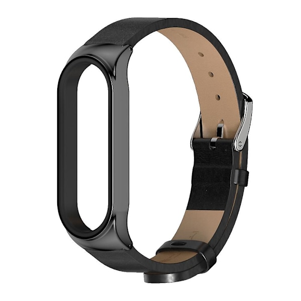 Svart Svart kompatibel med Xiaomi Mi Band 6 / 5 / 4 / 3 Läderarmband