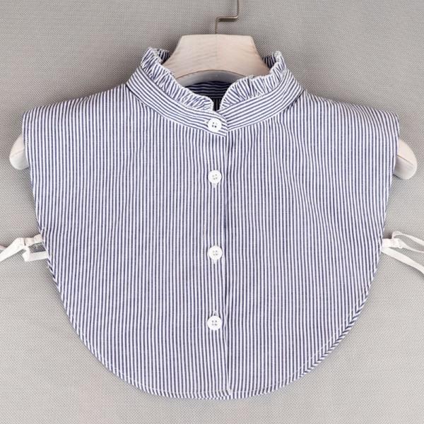 Dame falsk krage Avtakbar halv Avtakbar skjorte All-Match Blue Plaid