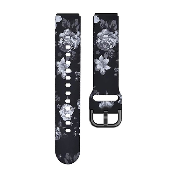 Svart Grå Blomst Svart Grå Blomst kompatibel med Xiaomi Haylou Ls01 Silikon Trykk Klokkereim