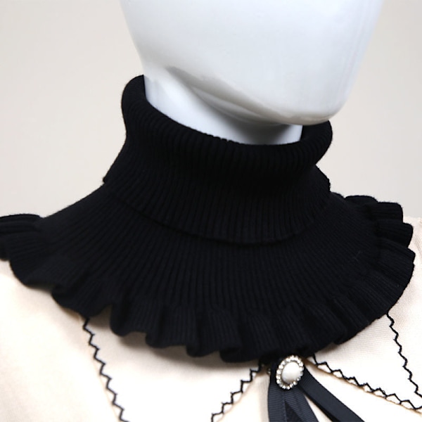 Dame falsk krage Avtakbar halv Skjerf Skjerf Hals Termisk H Black
