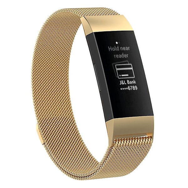 Gull Gull Rustfritt Stål Magnetisk Klokkereim kompatibel med Fitbit Charge 4 / 3, Stor Størrelse: 210x18mm Størrelse210x18mm