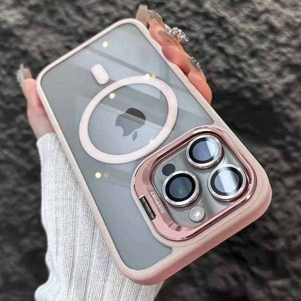 Etui til iPhone 17 Pro Magnetisk Stativ Linsedetalj Rosa Noz35287