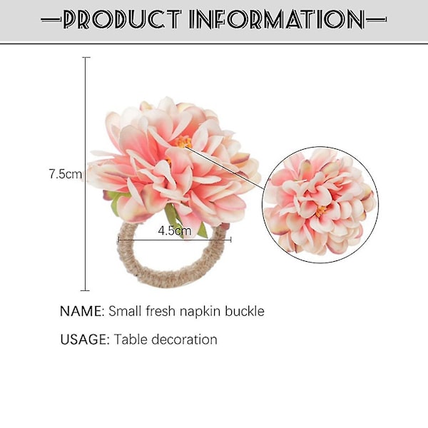 Ny 6st krysantemum servettring kompatibel med alla hjärtans dag bröllop, rosa