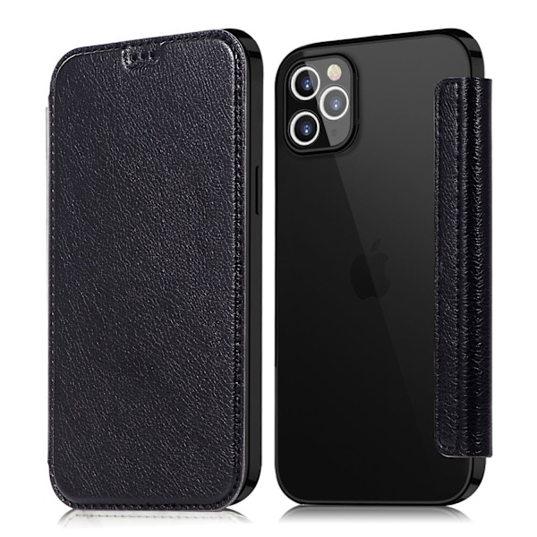 Etui til iPhone 15 Plus 6.7 sort Elektroplettering transparent Magnetisk Flip 2 i 1
