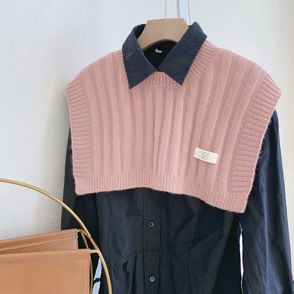 Dame falsk krage Avtakbar halv strikket sjal Air-Conditio Korean pink 37cm