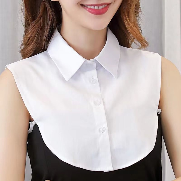 Dame falsk krage Avtakbar skjortedekorasjon rund hals S White round neck