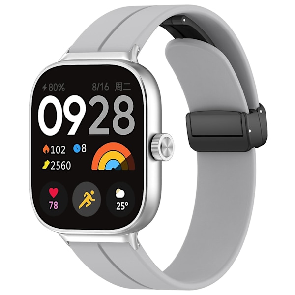 Lysegrå Lysegrå Magnetisk Spænde Silikonerem kompatibel med Xiaomi Mi Band 8 Pro