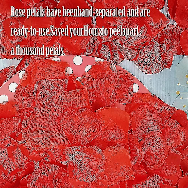 1000 st Rosblad. Röda Rosblad i Siden. Konstgjorda Blomblad i Siden. Luktfria Falska Rosor