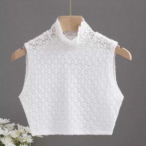 Dame falsk krage Avtakbar halv koreansk stil Allsidig Lac White-XL