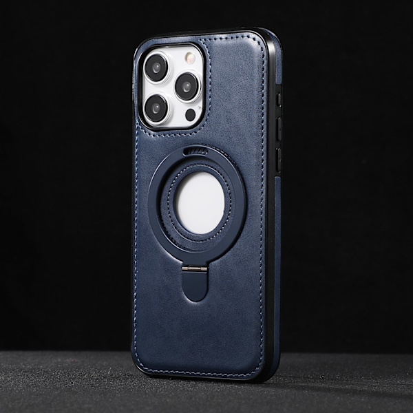 Fodral för iPhone 13 Pro Mörkblå klassisk business Magnetiskt stativ lädermönster