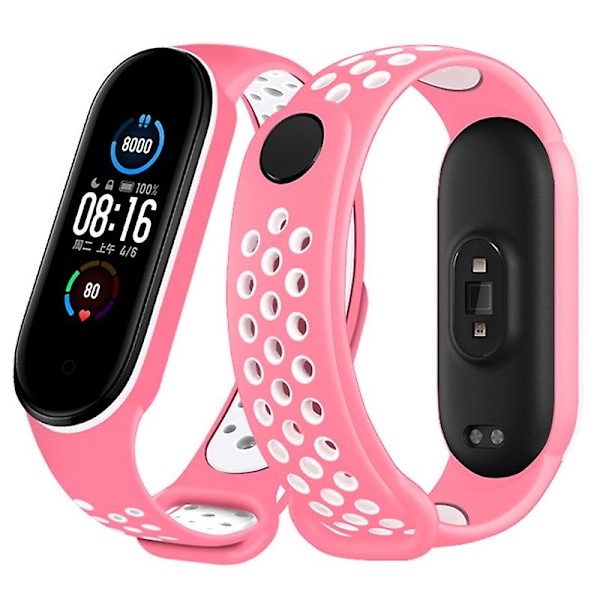 Pinkki Valkoinen Pinkki Valkoinen yhteensopiva Xiaomi Mi Band 6 (ca8856) Silikoni Ranneke