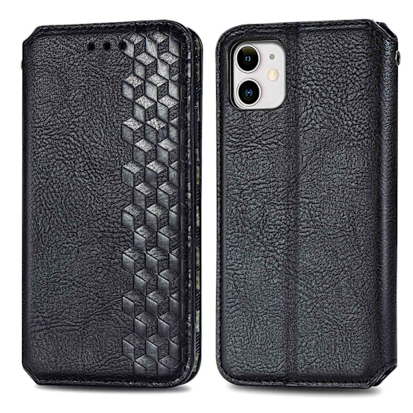 Etui til iPhone 13 Pro Max 6.7 sort Flip Magnetisk Wallet med Kortholder 3D