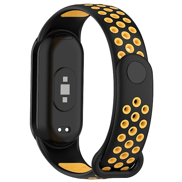 Musta Keltainen Musta Keltainen Silikoni Kellonranneke yhteensopiva Xiaomi Mi Band 8:n kanssa
