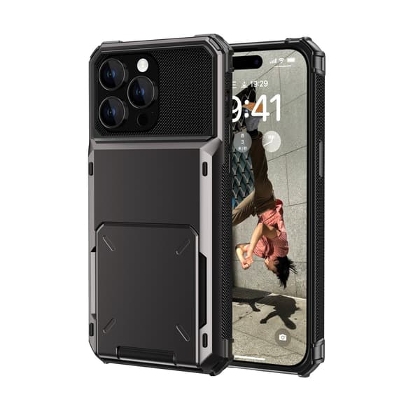 Etui til iPhone 14 Pro Max Askefarget Flip Lommebok med Kortholder
