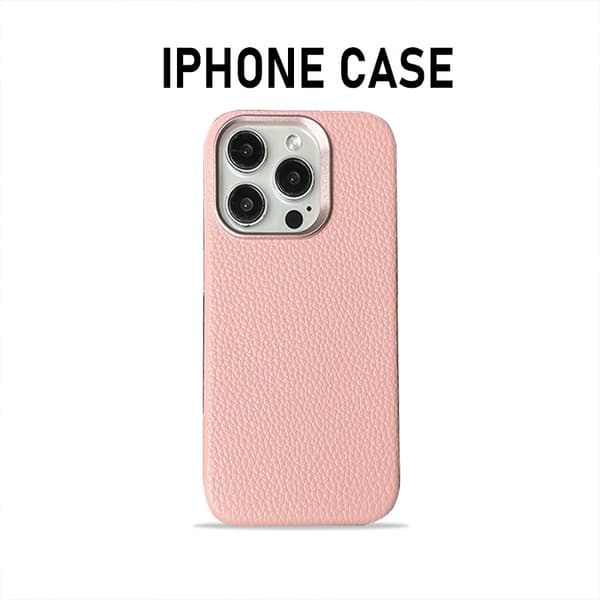 Etui til iPhone 14 rosa Magnetisk Full-Body lær Pebbled