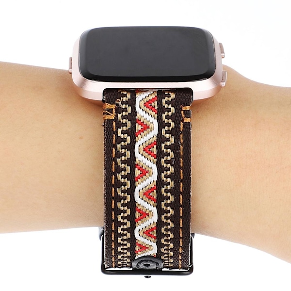Bohemia Bohemia-kompatibel med Fitbit Versa ekte lærreim
