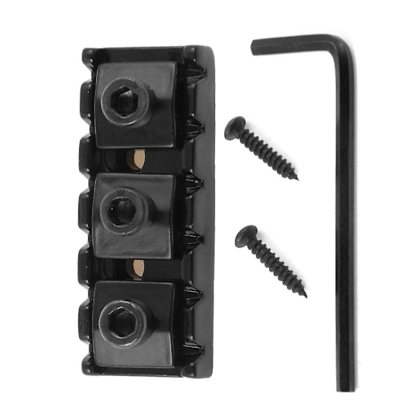 Metall Gitarr Stränglås Sadel med Skruvar & Skiftnyckel Gitarr Tremolo Stall Lås Black