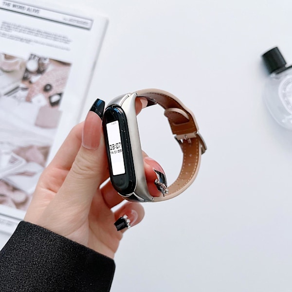 Læder urrem kompatibel med Xiaomi Mi Band 7