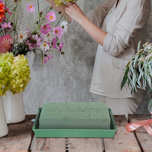 2 stk. DIY Blomsterarrangement Blokker Firkantet Gravdekor Blomsterleire Blokkskåler