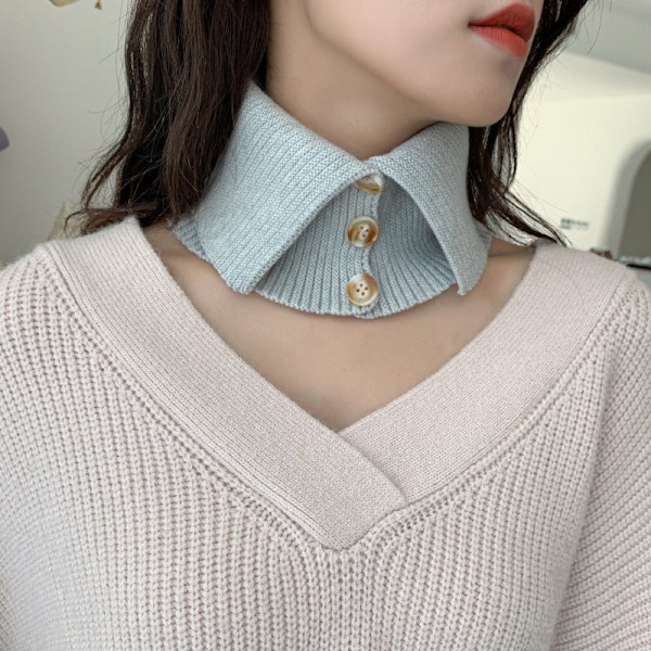 Dame falsk krage Avtakbar halv Strikket Knapp Pullover Sc Light gray 21cm