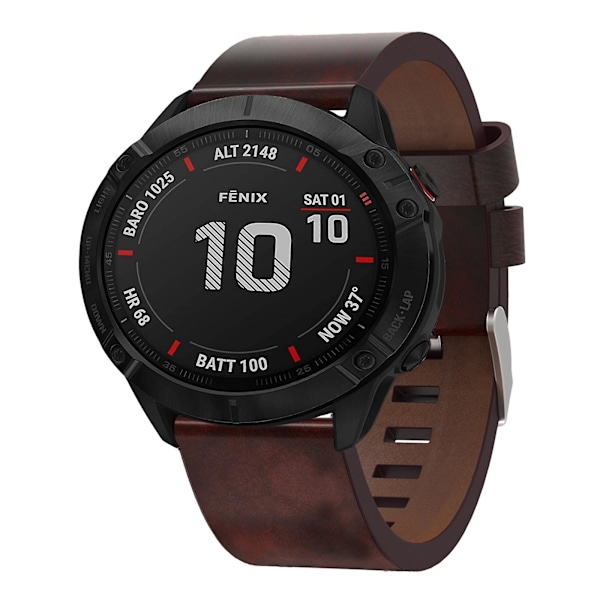 Lærreim kompatibel med Garmin Fenix 6x Sapphire