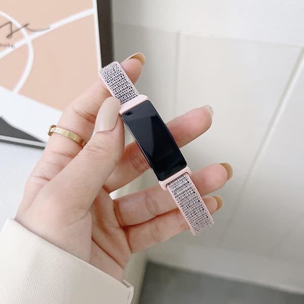 Grå Grå Nylon Loop Rem kompatibel med Fitbit Luxe