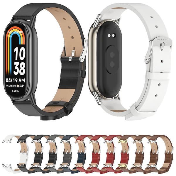 Sort Sølv Sort Sølv Mijobs Mikrofiber Læder Urrem kompatibel med Xiaomi Mi Band 8