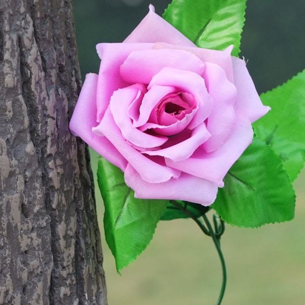 2,4 m Kunstig Blomstrende Silke Rose Blomster Ranke Efeu Hjem Bryllupsdekoration Purple