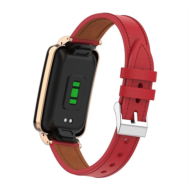 Rött Mikrofiberläder Klockarmband kompatibelt med Xiaomi Mi Band 7 Pro