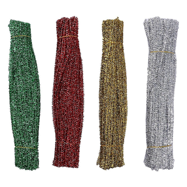 400 kpl DIY Joulukuusi Glitter Topit Kierretty Tanko Glitter Karvainen Tikku