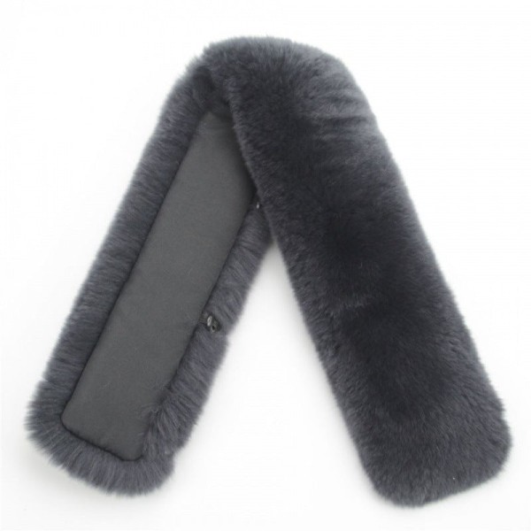 Dame falsk krage Avtakbar halv Inner Okkupert Lær Coa Dark gray-length 57 width 8