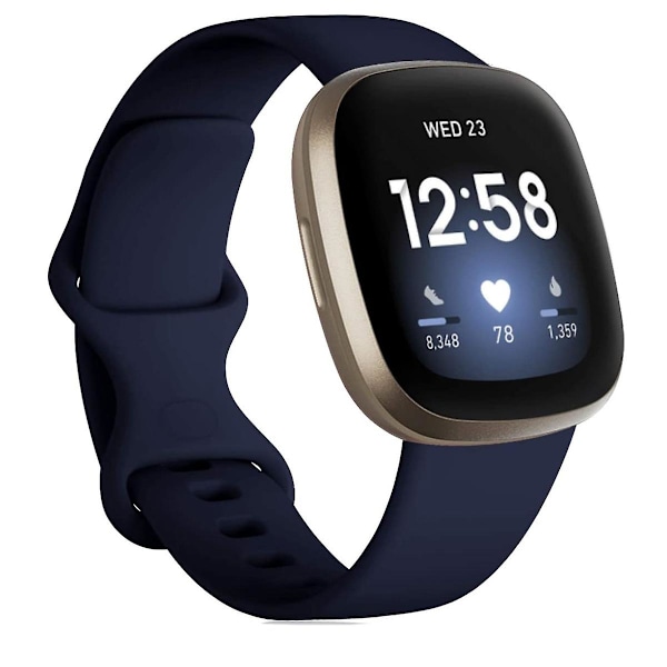 Midnattsblå Midnattsblå kompatibel med Fitbit Versa 3 / Sense Silikonarmband, Storlek: S Storlek: S