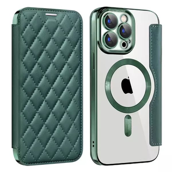 Etui til iPhone 16 Pro Max Magnetisk Kortplads Klar Grøn