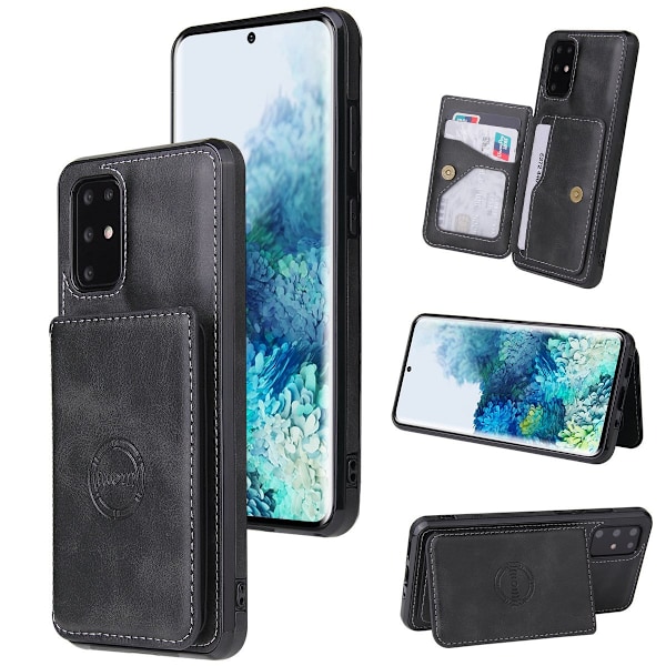Etui til iPhone 15 Pro, sort flip-pung med kortholder og magnet