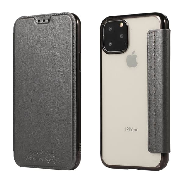 Kotelo iPhone 16PRO Space Gray -lompakolle, jossa korttipidike, läppä, galvanointi, läpinäkyvä