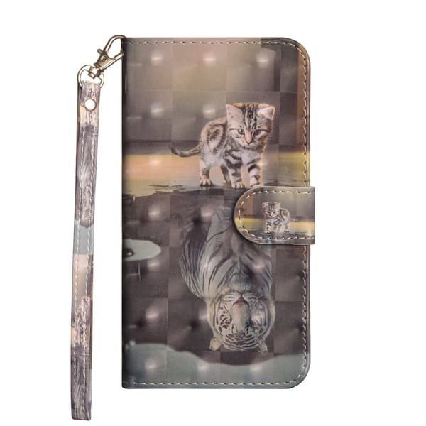 Etui til iPhone 13 Mini Kat Tiger Trykt og malet Wallet med Kortholder Flip