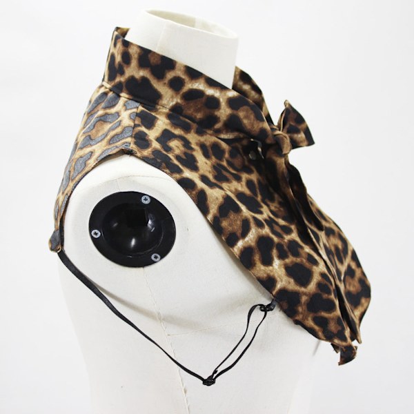 Dame falsk krage Avtakbar halv Leopard Print Knutet Skjorte Picture color