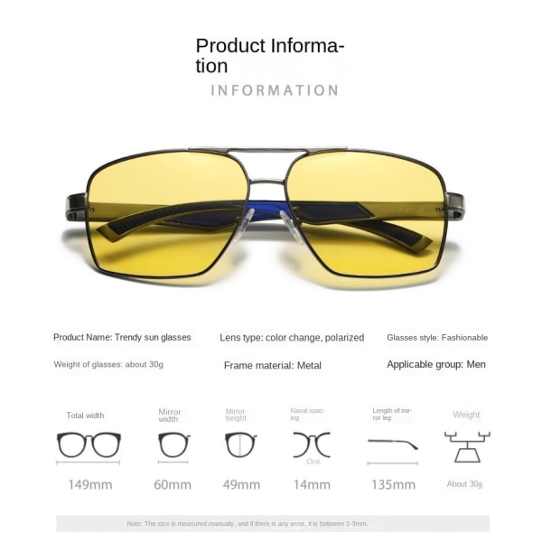Fyrkantiga solglasögon Ljuskänslig missfärgning Driverglasögon Aluminium  Magnesium Högstyrka polariserade glasögon Gray Sheet 7719 7afa | Gray Sheet  | 7719 | Fyndiq
