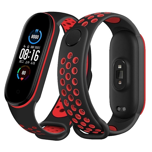 Sort Rød Sort Rød kompatibel med Xiaomi Mi Band 6 (ca8856) Silikone Urrem